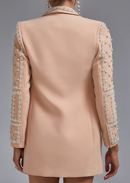 Pearl Embellished Shawl Lapel Blazer